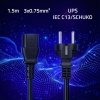 Kabel zasilający SCHUKO CEE 7/7 (E/F) | IEC C13 | 3x0.75mm2 | Czysta miedź Cu | 1.5m